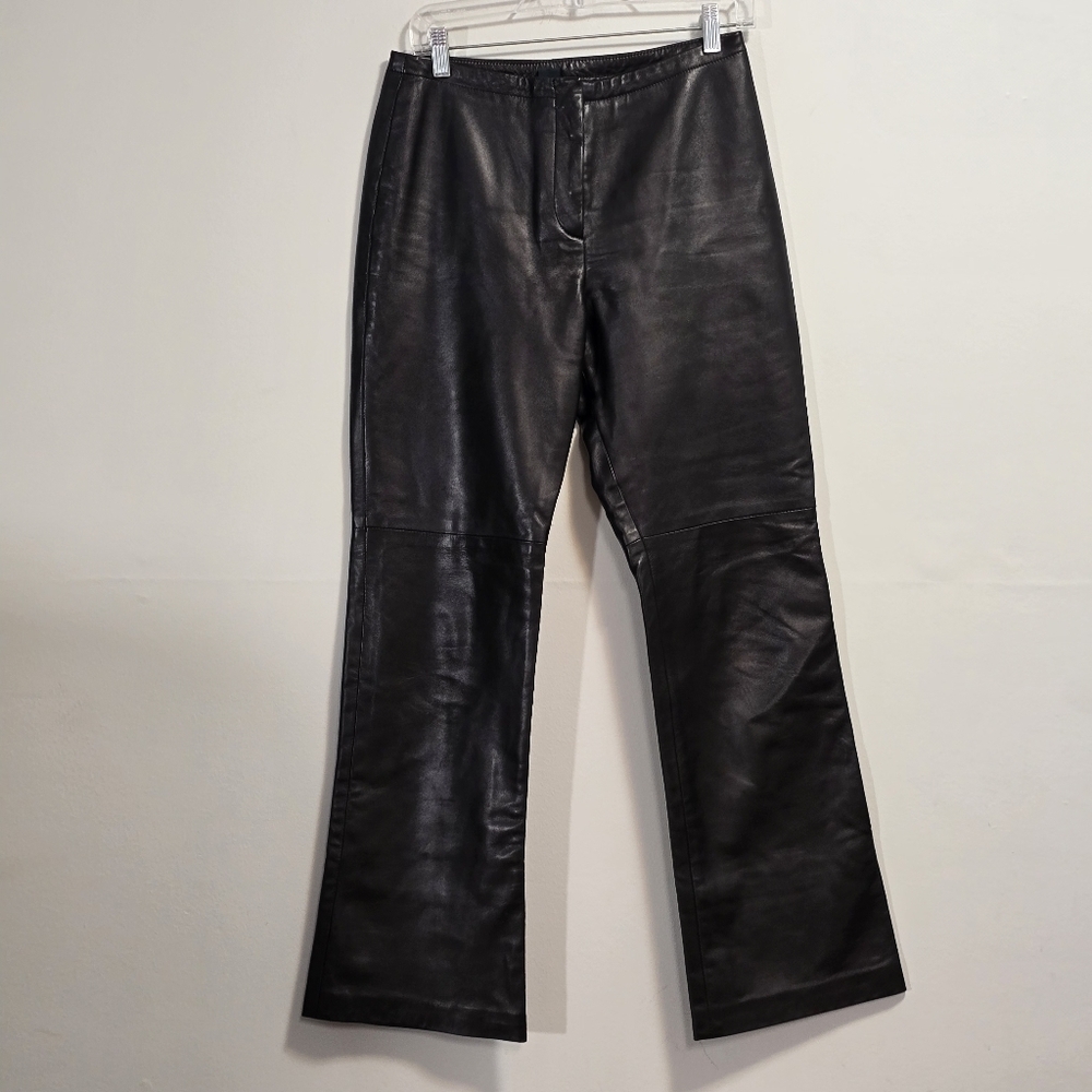 Vintage Danier Black Soft Leather Women Pant With Lining